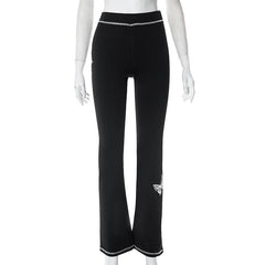Stitch medium rise butterfly pattern contrast pant
