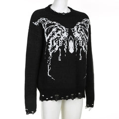Butterfly pattern contrast long sleeve crochet top