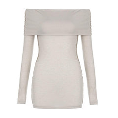 Ribbed off shoulder solid long sleeve stitch top