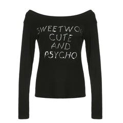 Long sleeve glitter off shoulder solid top