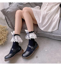 Lace bowknot bunny ears pattern long socks
