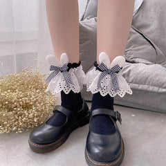 Lace bowknot bunny ears pattern long socks