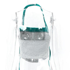 Halter contrast backless crop top