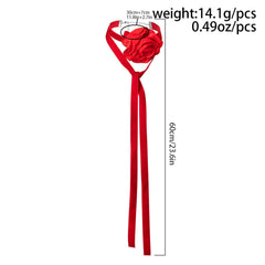 Flower applique self tie velvet choker necklace
