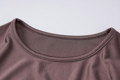 Long sleeve solid ruched o ring hollow out mini dress