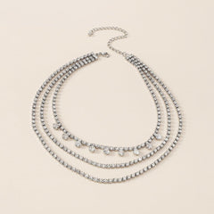 Layered rhinestone choker necklace