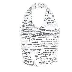 Halter backless print v neck crop top