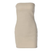 Sleeveless solid textured zip-up backless tube dress