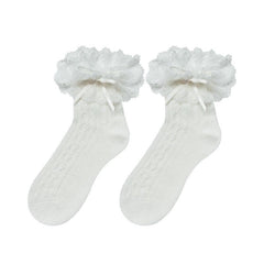 Lace bowknot hollow out short socks