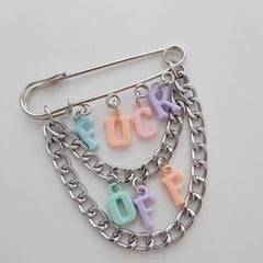 Letter multicolor clay pendant pin