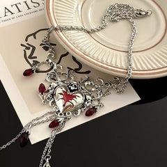 Heart pendant tassels chain necklace