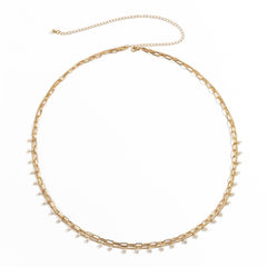Faux pearl chain layered waist chain