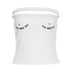 Ribbed embroidery hollow out backless tube top