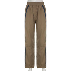 Contrast slit patchwork wide leg pant