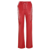 High waisted hollow out lace up pant