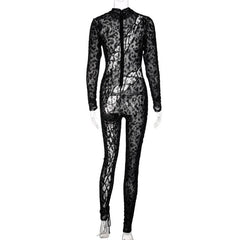 Lace up irregular solid long sleeve zip-up jumpsuit