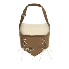 Lace up halter open back crop top