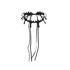 Velvet solid cross self tie choker necklace