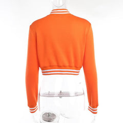 Contrast button striped long sleeve coat top