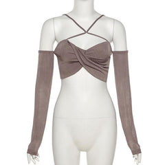Cross Backless Long sleeve Top