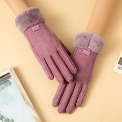Touch screen windproof tag fluffy gloves