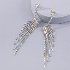 Tassels rhinestone pendant irregular earrings