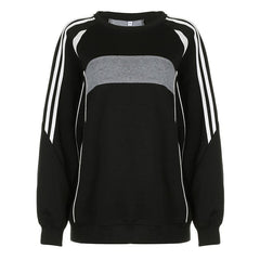 Patchwork long sleeve contrast round neck top