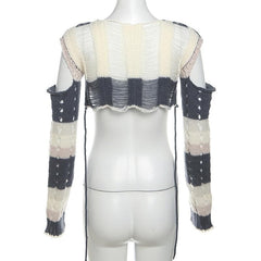 Long sleeve hollow out crochet ruffle contrast mini skirt set - Final Sale