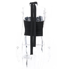 Flower applique solid halter ruched tube crop top