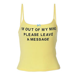 Letter print contrast square neck bowknot cami top