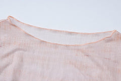 Long sleeve striped print sheer mesh crewneck ruffle mini dress