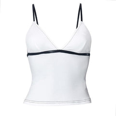 Stitch contrast v neck backless cami top