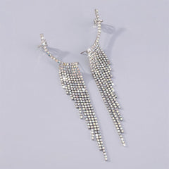 Tassels rhinestone pendant irregular earrings