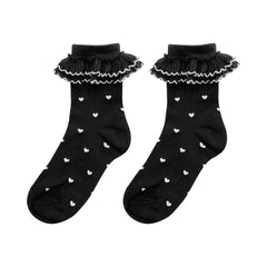 Heart pattern ruffle long socks