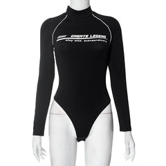 Long sleeve high neck button contrast bodysuit