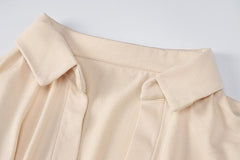 Long sleeve deep v neck turnover collar mini dress