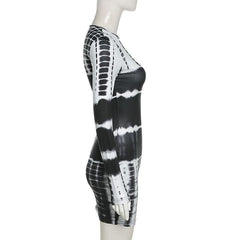 Long sleeve crewneck tie dye bodycon dress