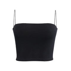 Double layered solid spaghetti strap crop cami top
