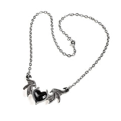 Heart pendant contrast chain necklace