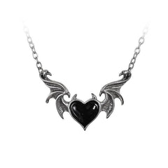 Heart pendant contrast chain necklace