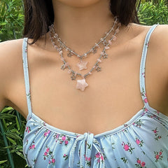 Star stone beaded choker necklace