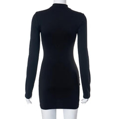 Contrast print long sleeve high neck patchwork mini dress