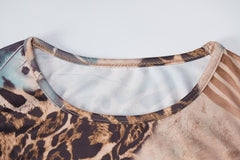 Leopard contrast print sleeveless midi dress