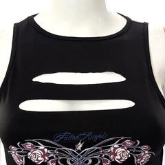 Hollow out printed sleeveless top