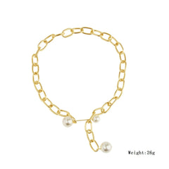 Faux pearl pendant chain necklace
