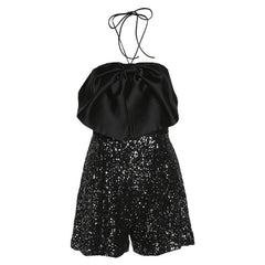 Halter A line glitter romper
