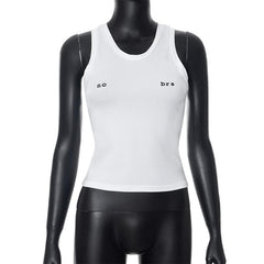 Sleeveless "no bra" pattern solid u neck top