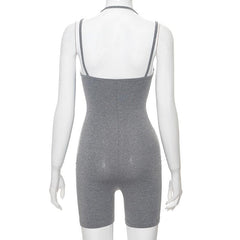 Halter solid sleeveless backless square neck romper