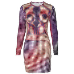 Crewneck long sleeve print skirt set