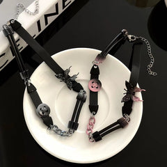 Gradient contrast butterfly pendant chain necklace